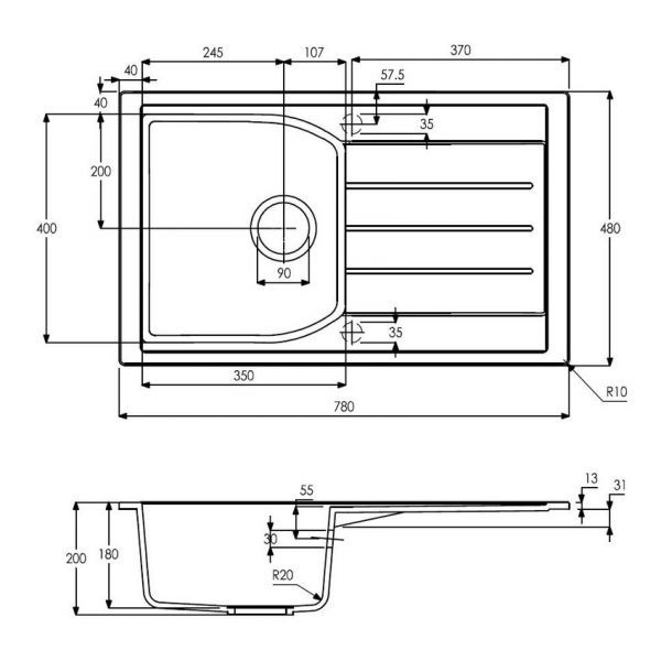 Abode Oriel Black Granite Inset Kitchen Sink with Astral Mono Mixer Tap #5