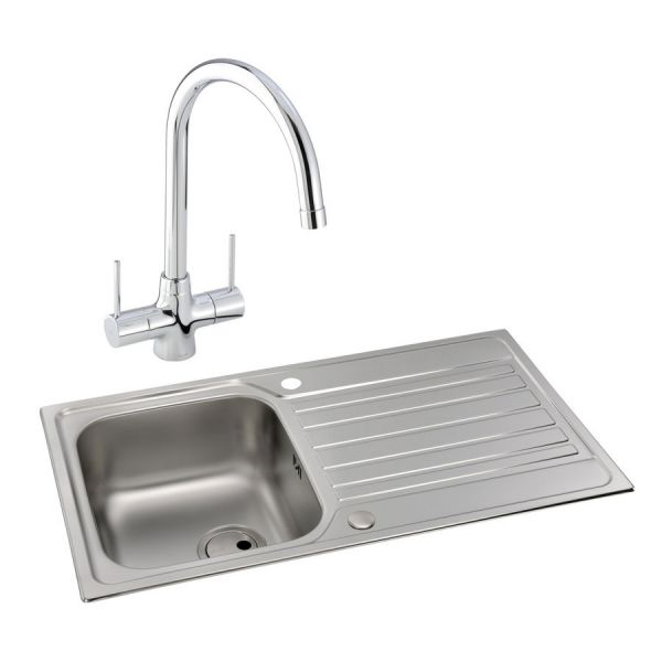 Abode Connekt Stainless Steel Inset Kitchen Sink with Nexa Mono Mixer Tap