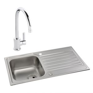 Abode Connekt Stainless Steel Inset Kitchen Sink with Atlas Mono Mixer Tap
