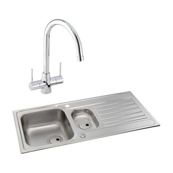Abode Connekt Stainless Steel 1.5 Inset Kitchen Sink with Nexa Mono Mixer Tap