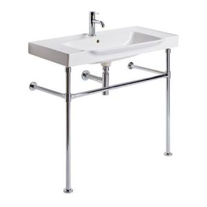 Roper Rhodes Academy 1000 Rectangular One Tap Hole Basin and Chrome Washstand