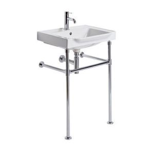Roper Rhodes Academy 600 Rectangular One Tap Hole Basin and Chrome Washstand
