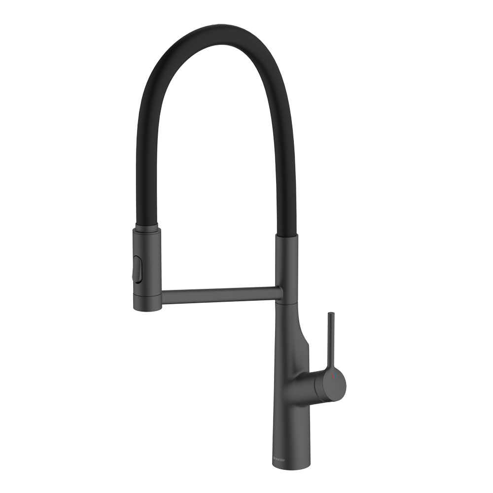 Clearwater Alasia Pro Single Lever Matt Black Pull Out Kitchen Sink