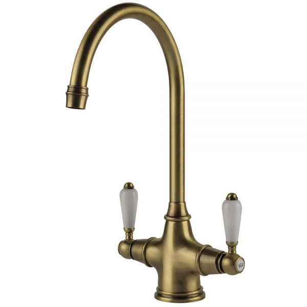 Clearwater Alrisha Twin Lever Bronze Monobloc Kitchen Sink Mixer Tap