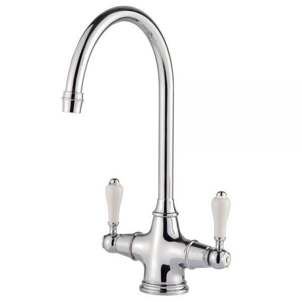 Clearwater Alrisha Twin Lever Chrome Monobloc Kitchen Sink Mixer Tap