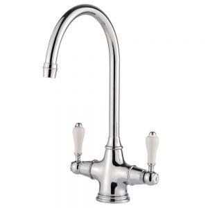 Clearwater Alrisha Twin Lever Chrome Monobloc Kitchen Sink Mixer Tap