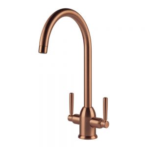 Clearwater Alzira C Twin Lever Brushed Copper Monobloc Kitchen Sink Mixer Tap