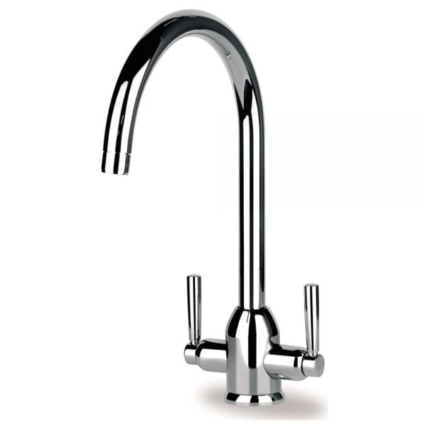 Clearwater Alzira C Twin Lever Chrome Monobloc Kitchen Sink Mixer Tap