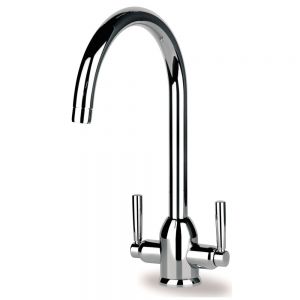 Clearwater Alzira C Twin Lever Chrome Monobloc Kitchen Sink Mixer Tap