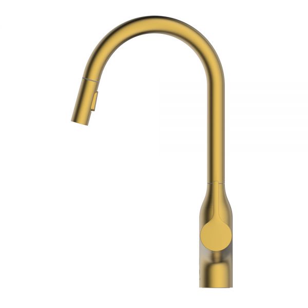Clearwater Amelio Brushed Brass Pull Out Sensor Kitchen Sink Mixer Tap #2