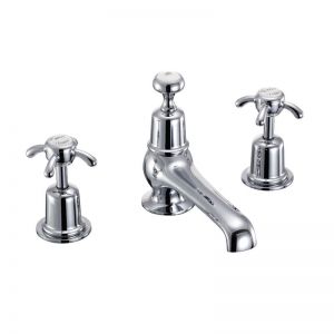 Burlington Anglesey Chrome 3 Hole Thermostatic Basin Mixer Tap With White Indices AN29
