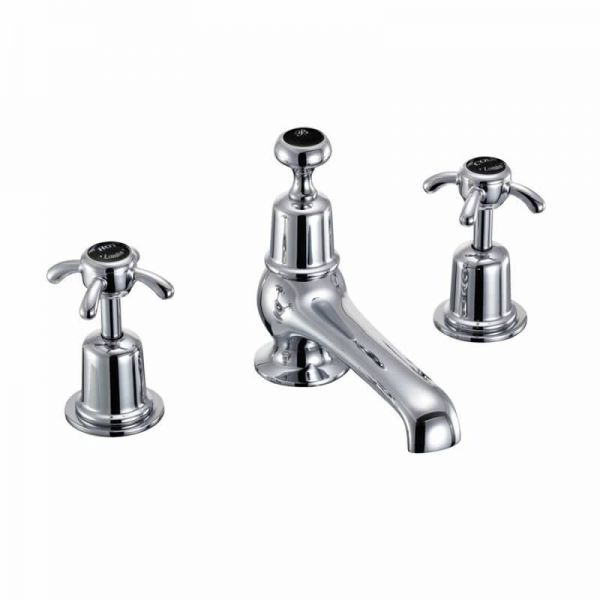 Burlington Anglesey Chrome 3 Hole Thermostatic Basin Mixer Tap With Black Indices AN29 BLA