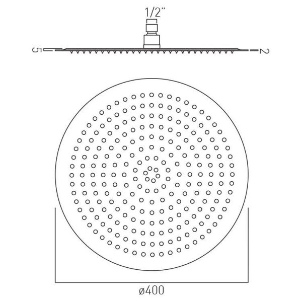 Vado Aquablade Single Function Easy Clean Slim Line Round Shower Head 400mm #2