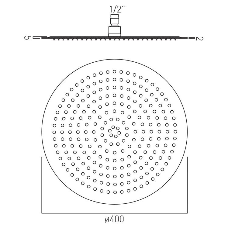 Vado Aquablade Single Function Easy Clean Slim Line Round Shower Head