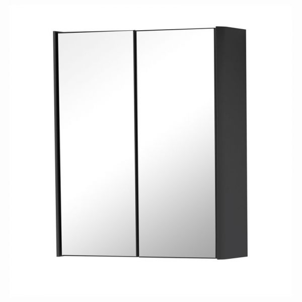 Kartell Arc 500 x 600 Matt Graphite Double Door Mirrored Bathroom Cabinet