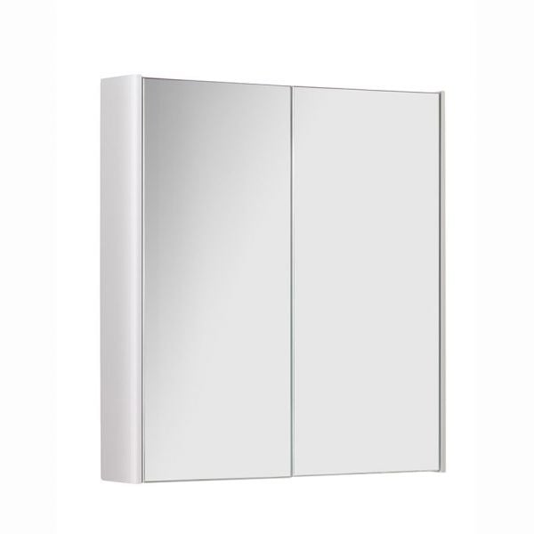 Kartell Arc 500 x 600 Gloss White Double Door Mirrored Bathroom Cabinet