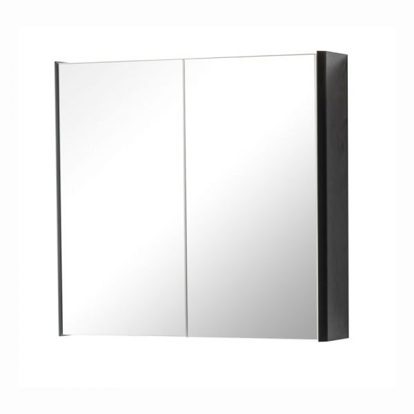 Kartell Arc 600 x 600 Matt Graphite Double Door Mirrored Bathroom Cabinet