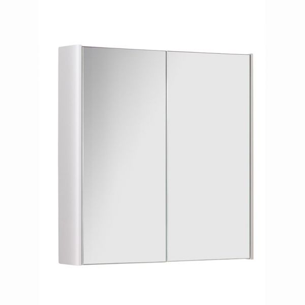Kartell Arc 600 x 600 Gloss White Double Door Mirrored Bathroom Cabinet