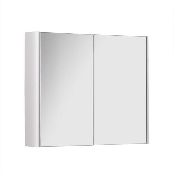 Kartell Arc 800 x 600 Gloss White Double Door Mirrored Bathroom Cabinet
