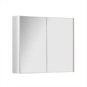 Kartell Arc 800 x 600 Gloss White Double Door Mirrored Bathroom Cabinet