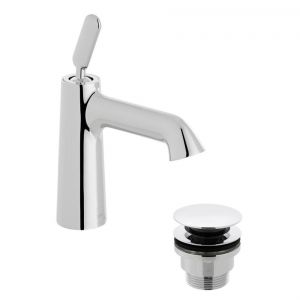 Vado Arrondi Chrome Mono Basin Mixer Tap with Universal Waste