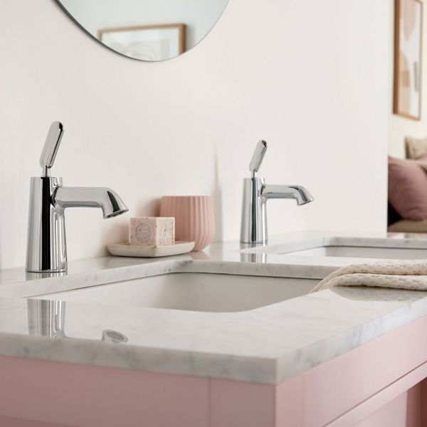 Vado Arrondi Chrome Mini Basin Mixer Tap with Universal Waste #2