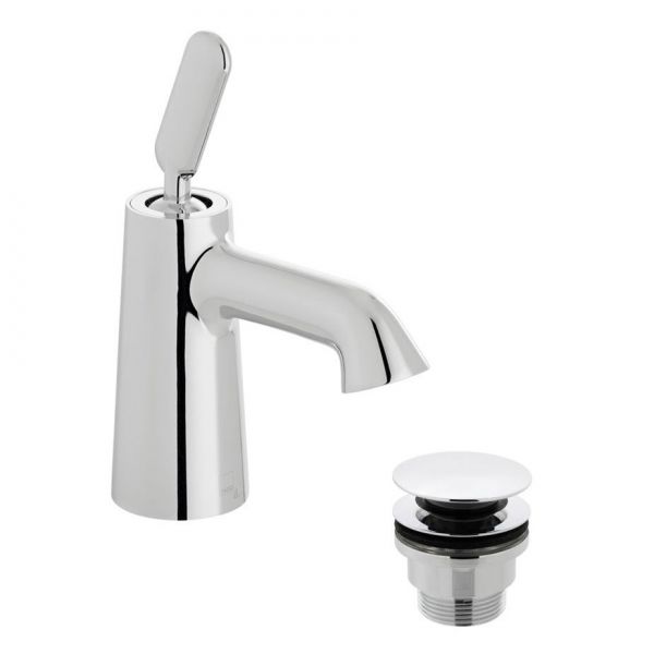Vado Arrondi Chrome Mini Basin Mixer Tap with Universal Waste