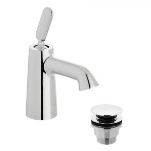 Vado Arrondi Chrome Mini Basin Mixer Tap with Universal Waste