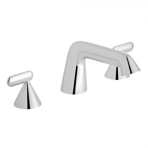 Vado Arrondi Chrome Deck Mounted 3 Hole Basin Mixer Tap with Lever Handles