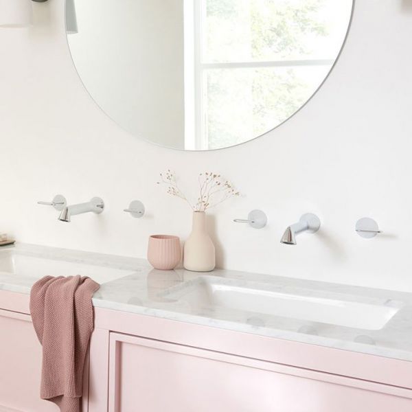 Vado Arrondi Chrome 3 Hole Wall Mounted Basin Mixer Tap with Lever Handles #3