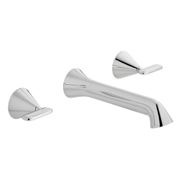 Vado Arrondi Chrome 3 Hole Wall Mounted Basin Mixer Tap with Lever Handles