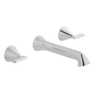 Vado Arrondi Chrome 3 Hole Wall Mounted Basin Mixer Tap with Lever Handles