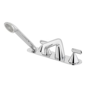 Vado Arrondi Chrome Deck Mounted 4 Hole Thermostatic Bath Shower Mixer Tap with Lever Handles