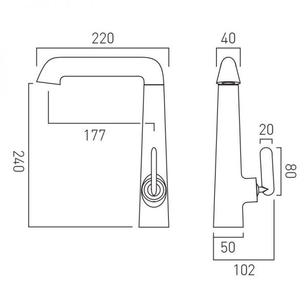 Vado Arrondi Chrome Mono Kitchen Mixer Tap #4
