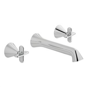 Vado Arrondi Chrome 3 Hole Wall Mounted Basin Mixer Tap with Cross Handles