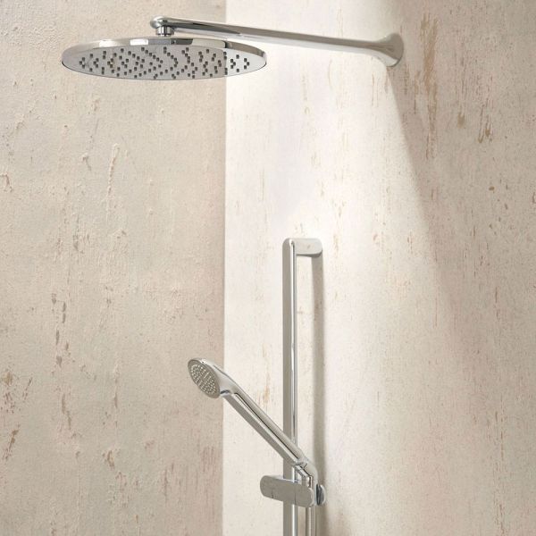 Vado Arrondi Chrome 250mm Round Shower Head with Arm #2