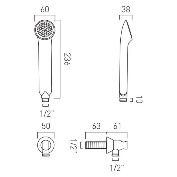 Vado Arrondi Chrome Mini Handset Shower Kit with Outlet #2