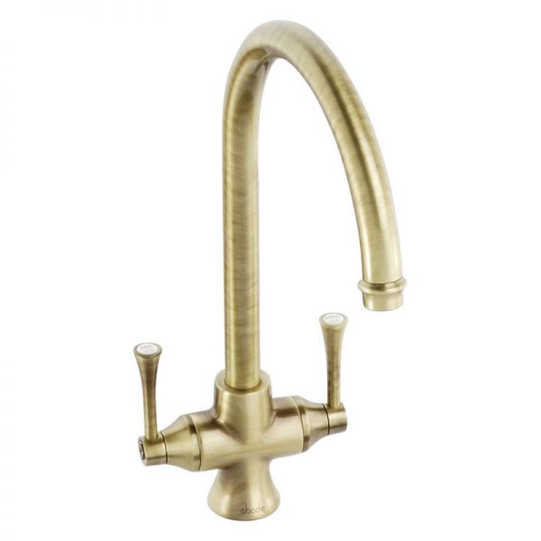 Abode Gosford Dual Lever Antique Brass Kitchen Mixer Tap