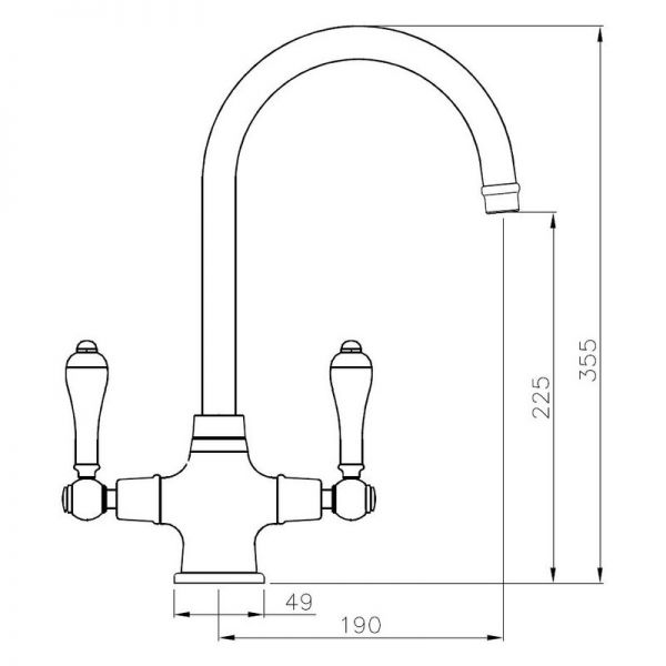 Abode Ludlow Dual Lever Antique Brass Kitchen Mixer Tap #2