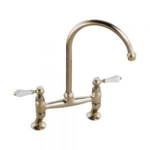 Abode Ludlow Antique Brass Bridge Kitchen Mixer Tap