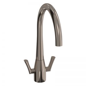 Abode Fluid Monobloc Dual Lever Brushed Nickel Kitchen Mixer Tap