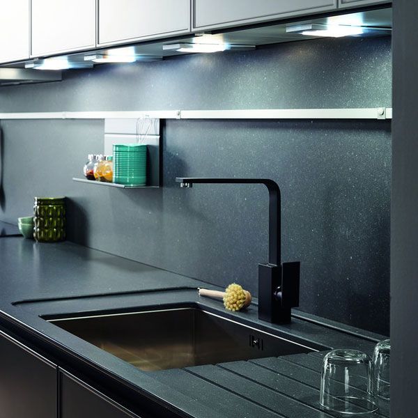 Abode New Media Monobloc Single Lever Matt Black Kitchen Mixer Tap #2