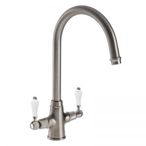 Abode Ludlow Dual Lever Brushed Nickel Kitchen Mixer Tap