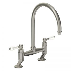 Abode Ludlow Brushed Nickel Bridge Kitchen Mixer Tap
