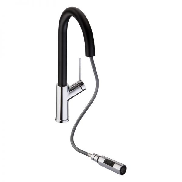 Abode Virtue Nero Single Lever Chrome Kitchen Mixer Tap with Pull Out Spout #2