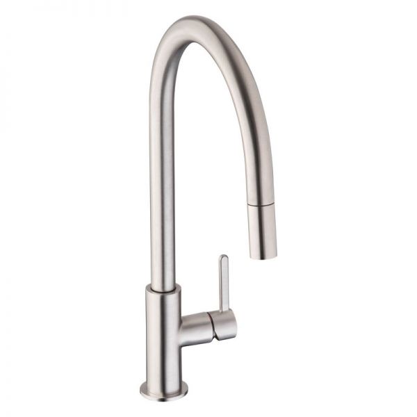 Abode Althia Single Lever Brushed Nickel Kitchen Mixer Tap with Pull Out Hose