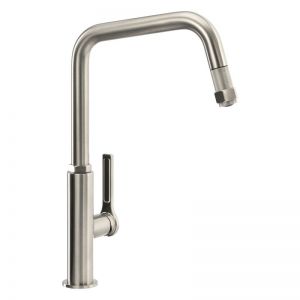 Abode Hex Monobloc Single Lever Brushed Nickel Kitchen Mixer Tap with Pull Out Hose