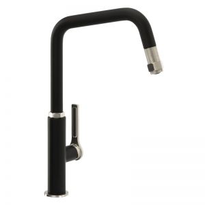 Abode Hex Monobloc Single Lever Black Kitchen Mixer Tap with Pull Out Hose