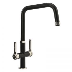 Abode Hex Monobloc Dual Lever Black Kitchen Mixer Tap