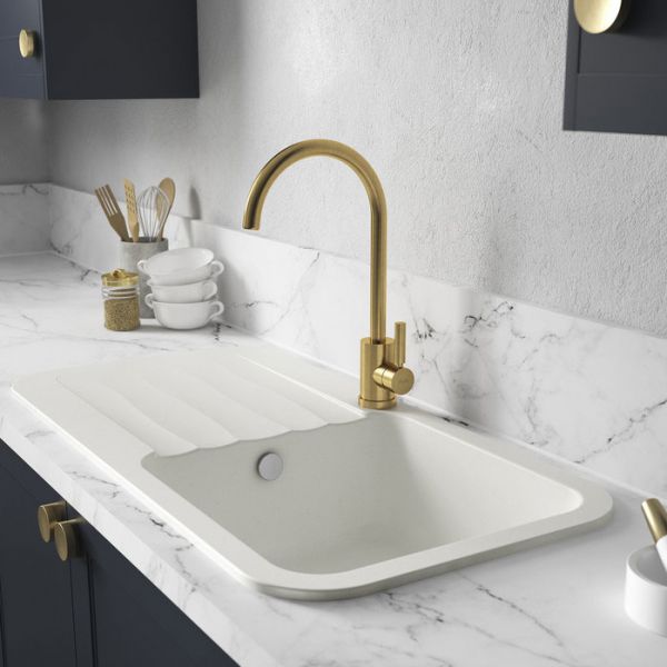 Abode Atlas Single Lever Brushed Brass Kitchen Mixer Tap #2